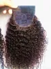 Nuevo Llega Brasileño Virgen Humana Remy Kinky Curly Ponytail Extensiones de Cabello Clip Ins Color Marrón Oscuro 100g un paquete