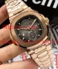 4 Style bezpłatna wysyłka Nautilus 5990/1A-001 18K Rose Gold 40 mm Mens Automatyczne mechaniczne zegarek na nadgarstki Męskie zegarki Transpare