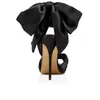 Hot Sale-summer evening dress shoes sandals peep toes red satin bowtie stiletto heel T show footwear