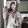 Kawaii Kadınlar Hoodies Kazak Kız Kış Gevşek Kabarık Ayı Kulak Hoodie Kapşonlu Ceket Sıcak Giyim Ceket Sevimli Kazak Kızlar