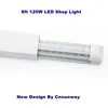 Dshaped 8ft 120W LED Tubes 3000K 4000K 6000K T8 متكامل LED Shop Lights 3 جوانب LED SEALING تصميم جديد لورشة مزارع المستودعات المرآب