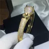 Pulsera estilo leopardo choucong 400 piezas 5A zirconia cúbica oro amarillo lleno de compromiso brazalete para mujeres accesorios de boda