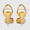 Free shipping patent Catwalk models Lucky Classic Sexy lip Snake Open Toe wedding 10.5CM Stiletto High Heels Sandals Gold size 34-44