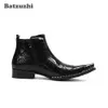 Batzuzhi Bota Masculina bottes de mode hommes bottines noires en cuir souple bottes habillées confortables pour hommes moto, affaires