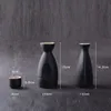 Crude Pottery Japanisches Sake-Set, traditionelles Trinkgeschirr, schwarz-weiße Keramik, 1 Tokkuri-Flasche und 6 Ochoko-Becher, Weingeschenke