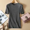 Fashion-Hot Sales Ladies Knitted Cashmere Wool Pullovers Round Neck Short Sleeve Solid Sweater Coat Knit Jumper 2019 Autumn ClothesMX190820