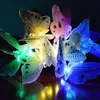 12 LED solaire papillon Libellule Lumière fibre optique Jardin extérieur Chaîne