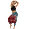 Bohemian estilo womens impressos cintura alta apertado yoga harem calças casuais boho solteiro bloomers pilates largamente perna hippy calças