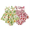 Bebek Kız Çilek Çiçek Baskılı Giyim Setleri Çocuklar Yaz Ilmek Kayma Elbise Şort Suits Çocuk Moda Tee Elbiseler PP Pantolon CYP538 Set