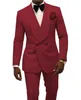 Groom Tuxedos Dost-Breasted Groomsmen Shawl Lapel Men Suits Wedding/Prom/Dinner Man Blazer Pants Tie A372