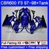 Blauw Zwart Voorraad Body + Tank voor Honda CBR 600 FS F3 CBR600RR CBR 600F3 97 98 290HM.4 CBR600 F3 97 98 CBR600FS CBR600F3 1997 1998 Valerijen