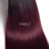 VMAE Ombre Color Malese Remy Trama di capelli umani vergini 1B 99J Borgogna 3 pacchi Estensione serica dei capelli lisci tesse due toni naturali morbidi