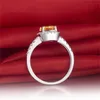 Märke 925 Smycken Sterling Silver Bröllop Brudring Finger Fashion Gold Cushion Cut 3CT 5A Zircon CZ Stone Ringar för kvinnor
