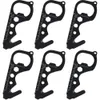 6PCS QingGear Black Seat Belt Cutter Bottle Opener Screw Driver Wrench Scale Rescue Hook Emergency Tool Pocket Tool EDC
