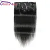 Pełna głowica 8pcsset 120G Human Hair Extension Klips Ins 1b Sily Prosty Malezyan Virgin Natural Natural Clip In On Extensions Fast Deliv5289507
