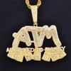 Iced Out verslaafd aan geld hanger goud verzilverd micro verharde kubieke zirkoon heren hiphop sieraden cadeau