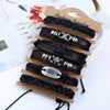 Mode Geflochtenes Lederarmband Schmuck Schädel Kreuz Legierung Männer Casual Persönlichkeit Perlen Charms Vintage Punk Wrap Armreif für Frauen Geschenk Schwarz