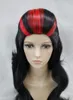 Darmowe Shippin + ++ Niesamowite Pompadour Elvis Typ Black Red Long Party Cosplay Wig