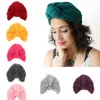 Mode bohème femmes chapeau noeud coton chapeaux dame bonnets Turban chapeaux accessoires 13 couleurs M192