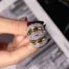 Duży srebrny koktajl palec pierścień dla kobiet Luksusowe pozłacane 238 sztuk Symulowany Diament Malowanie Pełna kamienna pierścień Biżuteria Rozmiar 5-10
