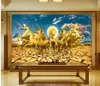 wallpaper for walls 3 d for living room HD Gold Horse 3D Horse TV Background Wall