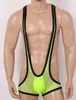 Mens Wrestling Singlet Bodysuit See Through Sheer Fishnet Y-back Bulge Pouch Suspender Jockstrap Leotard Underwear Bodysuit240R