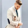 Italian Luxury Beige Mens Suit Jacket Pants Formal Dress Men Suit Set men wedding suit for men groom tuxedos suits cy024590791