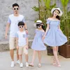 Familiekleding Mama en Daughter's One Shoulder Dress Pater Son Summer T-shirt Kleding Outfit voor Moeder Vader en Kinderen