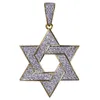 Hip Hop Iced Out Star of David Naszyjnik Wisiorek Micro Better Cyrkon z łańcuchem linowym dla mężczyzn kobiet