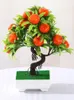 Piante da bonsai di frutta artificiale Set di alberi da frutta di mela e arancio in vaso per la decorazione di feste in hotel a casa Decorazioni di piante artificiali