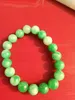 Bracelet élastique en perles de 8mm, émeraude naturelle vert clair