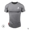 2019 New Mens T-shirt Palestre Fitness T-shirt Crossfit Bodybuilding Camicie sottili Stampato O-Collo Maniche corte T-shirt in cotone