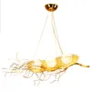 Modern ljuskrona belysning för gyllene fågel boet matsal luster de cristal ljuskronor hänge hängande tak armaturer