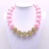 Couleur Rose + Or Kid Chunky Collier Mode Princesse Tout-petits filles Bubblegum Perle Chunky Collier Enfants Bijoux