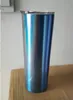 Vaso flaco de sublimación de brillo de 20 oz Vaso delgado de acero inoxidable con brillo recto Copa flaca de doble pared con aislamiento al vacío Brillo para beber Botella Taza de café 6 colores