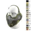 Maschera tattica da softair con protezione per le orecchie Protezione da tiro all'aperto V2 Rete metallica in acciaio metallico Mezza faccia NO030047357145