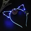 LED Cat Ear Headband Light Up Party Glowing Headdress Supplies Girl Flashing Hair Band For Cosplay Xmas Gifts