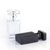 30ML Portable Transparent and Black Square Glass Perfume Empty Bottle Refillable Atomizer with Spray Applicator For Traveler