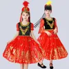 Los niños de Rusia Nacional Rendimiento ropa moderna Niña Niño rojo trajes de Xinjiang partido de la princesa del niño vestido de la danza china