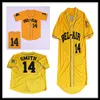 رجالي رخيصة الأمير الطازج من Bel-Air Academy Baseball # 14 Will Smith Jerseys الأصفر مخيط الحجم S-3XL