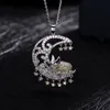 Collier de mode-zircon joli pendentif de lune de lapin exquise dame chaîne de clavicule source accessoires d'usine haut de gamme tour de cou de banquet