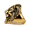 Anel dos homens jóias em aço inoxidável Moda Leão de Ouro Exagerado Vintage Anel Domineering Lion Head Aço Gothic Punk Rock Anel US Tamanho 7-13