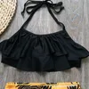 514 ans Girl Swimsuit Kids Swimwear Leaf Imprimé Teenage Girl Bikini Halter Top Girls Bathing Childing Children039s Swimwear1255769