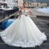 New Vintage Cheap Sexy Arabic Long Sleeves Off Shoulder Ball Gown Wedding Dresses Lace Appliques Court Train Plus Size Formal Bridal Gowns