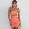 Sexy One Shoulder Mini Dress Women Irregular Strapless Sleeveless Holow Out Bodycon Party Club Pencil Dress Summer