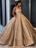 جديد spakrling الذهب الترتر الكرة ثوب فساتين quinceanera سكوب الرقبة ruched منتفخ الطابق طول زائد حجم حزب فساتين السهرة رداء دي mariee