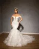 2019 elegant sjöjungfru bröllopsklänningar av axel sopa tåg brudklänningar plus storlek tulle spets approaches bröllopsklänning