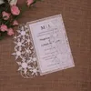 50pcs Christmas Snowflake invitations snow Flower Laser Cut Wedding Invitation Card custom white Lace Invites206B