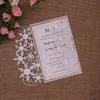 Carte d'invitation de mariage découpée au Laser, flocons de neige de noël, fleur de neige, personnalisée en dentelle blanche, 50 pièces, Invites293u