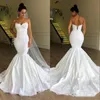 Robes de mariée corset sirène africaine grande taille robes de mariée robe de noiva robe de mari￩e col spaghetti à lacets robe de mariée sirène
